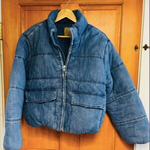 Oversized Demin Puffer Jacket - Gap